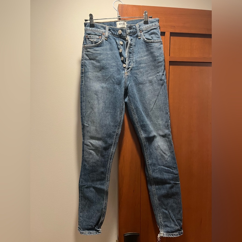 Agolde Dark Blue Denim Straight Leg Jeans